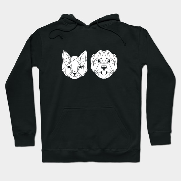 Geometric cat and dog Hoodie by laraincolor